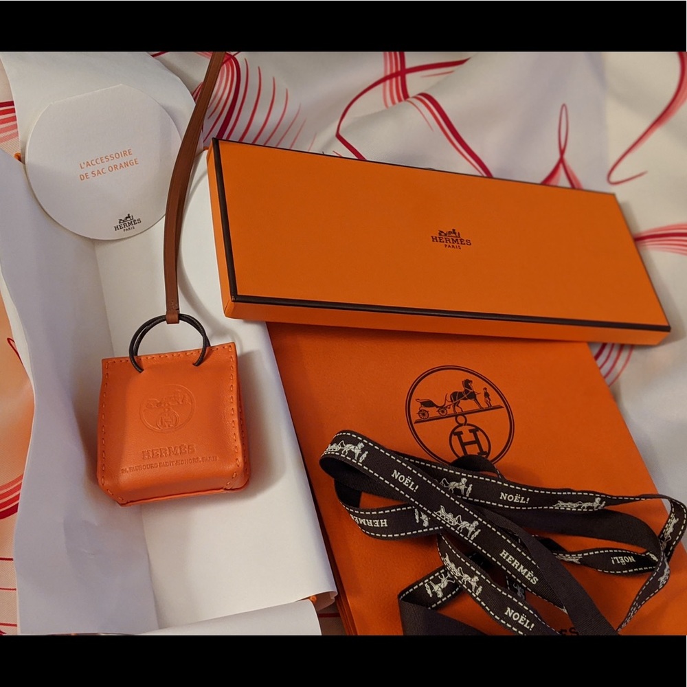 Hermes Sac Orange Shopping Bag Charm - Rare
